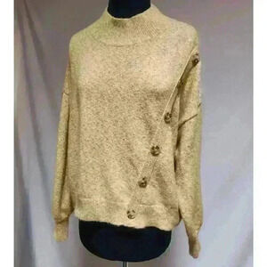 Golden Hem & Thread Large Pullover‎ Sweater Diagonal Button Detail Raglan Sleeve